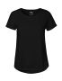 T-shirt med upprullad ärm för damer Svart