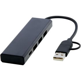 Rise USB 2.0-hubb av RCS-återvunnen aluminium Svart