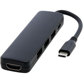 Loop RCS multimedieadapter USB 2.0–3.0 av återvunnen plast med HDMI-port Svart