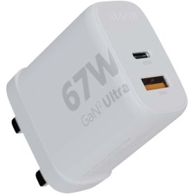 Xtorm XEC067G GaN² Ultra 67 W väggladdare – kontakt för Storbritannien Vit