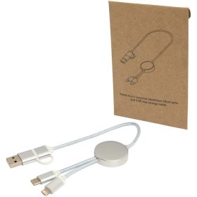 Alasia 5-i-1 30 cm datasynkroniserings- och 27 W snabbladdningskabel av återvunnen aluminium och plast Silver