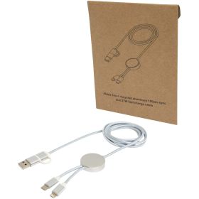 Alasia 5-i-1 150 cm datasynkroniserings- och 27 W snabbladdningskabel av återvunnen aluminium och plast Silver