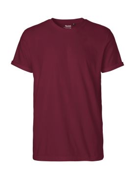 Herr T-shirt med upprullad ärm Mörkröd