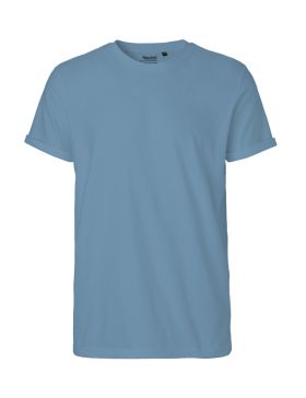 Herr T-shirt med upprullad ärm Ljusblå