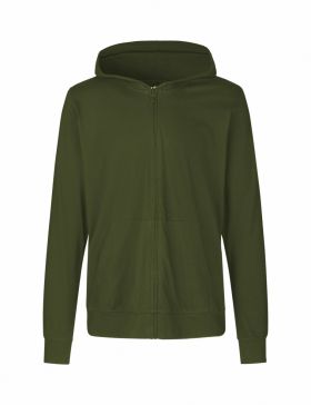 Hoodie i unisex jersey m. Blixtlås Mörkgrön