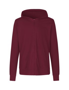 Hoodie i unisex jersey m. Blixtlås Mörkröd
