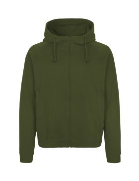 Hoodie för unisex m. Dold dragkedja Mörkgrön