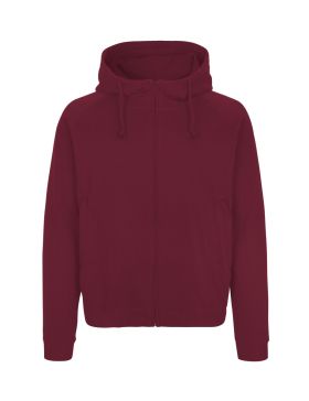 Hoodie för unisex m. Dold dragkedja Mörkröd