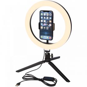 Studio ringlampa för selfies och vloggning med telefonhållare och stativ Svart