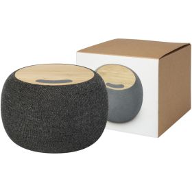 Ecofiber Bluetooth®-högtalare och trådlös laddningsplatta i bambu/RPET Grå